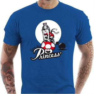 T-shirt geek homme - Save the Princess - Couleur Bleu Royal - Taille S