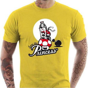 T-shirt geek homme - Save the Princess - Couleur Jaune - Taille S