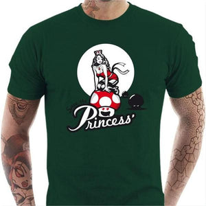 T-shirt geek homme - Save the Princess - Couleur Vert Bouteille - Taille S