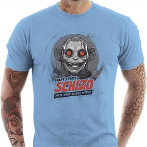 T-shirt geek homme - Schizo Gollum - Couleur Ciel - Taille S