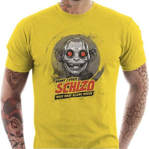 T-shirt geek homme - Schizo Gollum - Couleur Jaune - Taille S