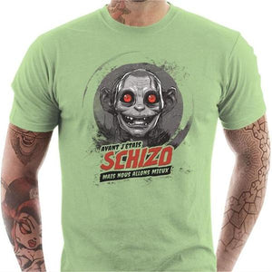 T-shirt geek homme - Schizo Gollum - Couleur Tilleul - Taille S