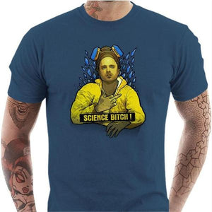 T-shirt geek homme - Science Bitch - Couleur Bleu Gris - Taille S