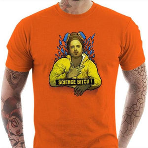 T-shirt geek homme - Science Bitch - Couleur Orange - Taille S
