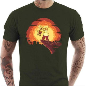 T-shirt geek homme - Simpson King - Couleur Army - Taille S