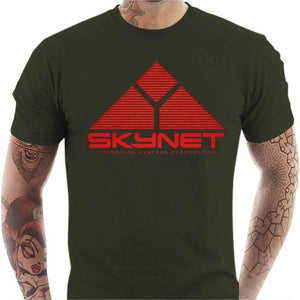 T-shirt geek homme - Skynet - Terminator II - Couleur Army - Taille S