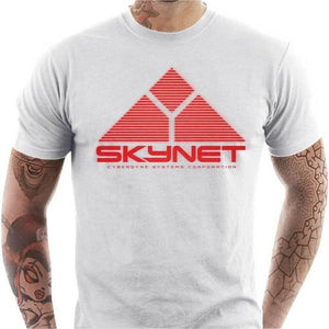 T-shirt geek homme - Skynet - Terminator II - Couleur Blanc - Taille S