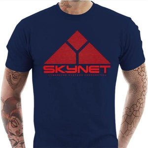 T-shirt geek homme - Skynet - Terminator II - Couleur Bleu Nuit - Taille S