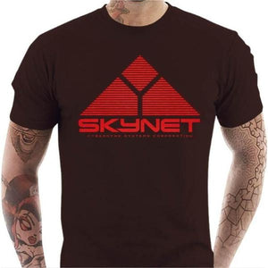 T-shirt geek homme - Skynet - Terminator II - Couleur Chocolat - Taille S