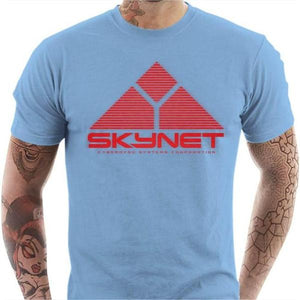T-shirt geek homme - Skynet - Terminator II - Couleur Ciel - Taille S