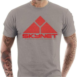 T-shirt geek homme - Skynet - Terminator II - Couleur Gris Clair - Taille S