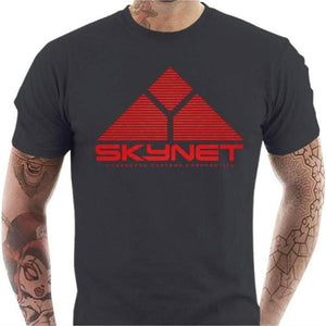 T-shirt geek homme - Skynet - Terminator II - Couleur Gris Foncé - Taille S