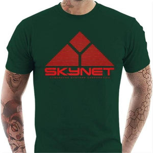 T-shirt geek homme - Skynet - Terminator II - Couleur Vert Bouteille - Taille S