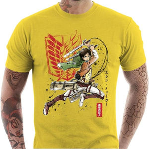 T-shirt geek homme - Soldat Eren - Couleur Jaune - Taille S