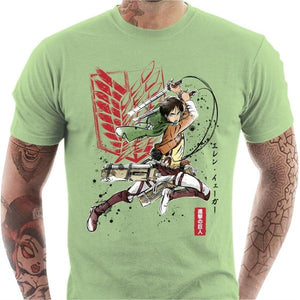 T-shirt geek homme - Soldat Eren - Couleur Tilleul - Taille S