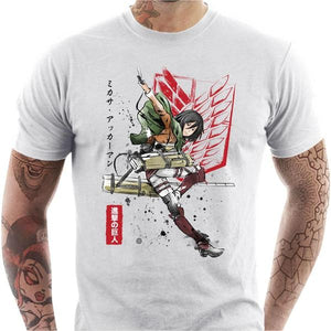 T-shirt geek homme - Soldat Mikasa - Couleur Blanc - Taille S
