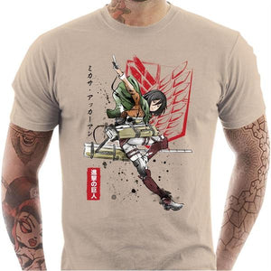 T-shirt geek homme - Soldat Mikasa - Couleur Sable - Taille S