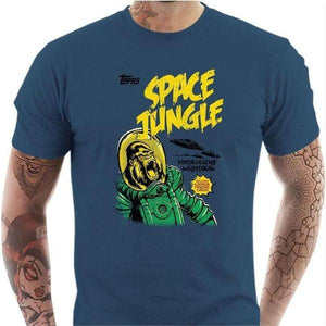 T-shirt geek homme - Space Jungle - Couleur Bleu Gris - Taille S