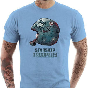 T-shirt geek homme - Starship Troopers - Couleur Ciel - Taille S