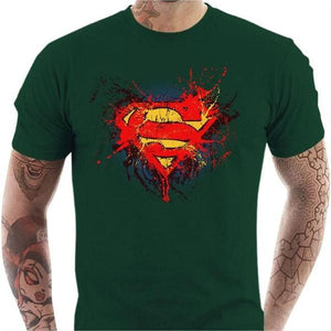 T-shirt geek homme - Superman - Couleur Vert Bouteille - Taille S