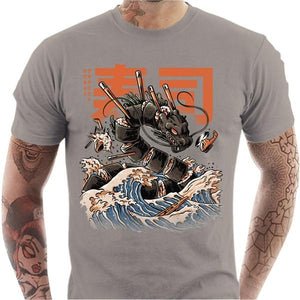 T-shirt geek homme - Sushi dragon - Couleur Gris Clair - Taille S