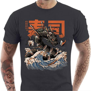 T-shirt geek homme - Sushi dragon - Couleur Gris Foncé - Taille S