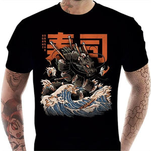 T-shirt geek homme - Sushi dragon - Couleur Noir - Taille S