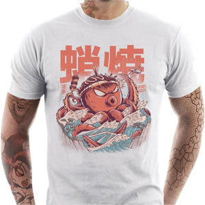 T-shirt geek homme - Takoyaki attack - Couleur Blanc - Taille S