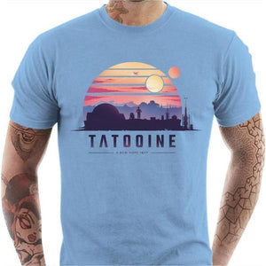 T-shirt geek homme - Tatooine - Couleur Ciel - Taille S