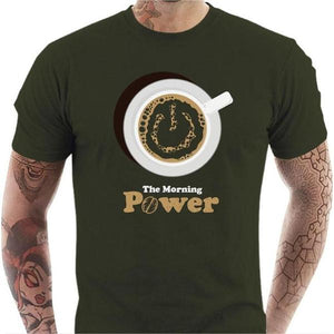 T-shirt geek homme - The Morning Power - Couleur Army - Taille S