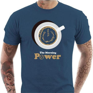 T-shirt geek homme - The Morning Power - Couleur Bleu Gris - Taille S