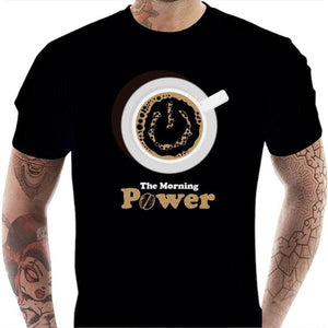 T-shirt geek homme - The Morning Power - Couleur Noir - Taille S
