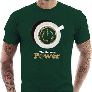 T-shirt geek homme - The Morning Power - Couleur Vert Bouteille - Taille S