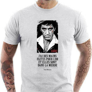 T-shirt geek homme - Tony Montana - Couleur Blanc - Taille S