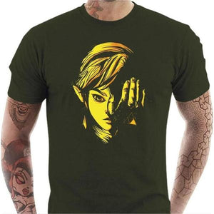T-shirt geek homme - Triforce of Courage - Couleur Army - Taille S