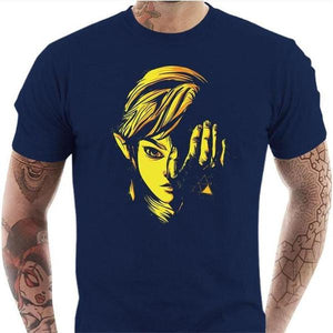 T-shirt geek homme - Triforce of Courage - Couleur Bleu Nuit - Taille S