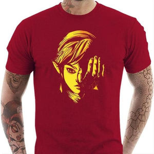 T-shirt geek homme - Triforce of Courage - Couleur Rouge Tango - Taille S