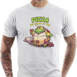 T-shirt geek homme - Turtle Pizza - Couleur Blanc - Taille S