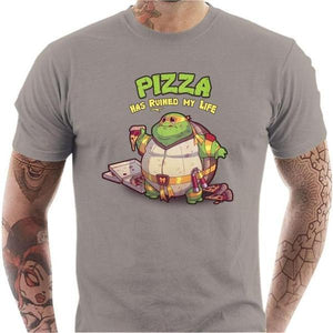 T-shirt geek homme - Turtle Pizza - Couleur Gris Clair - Taille S