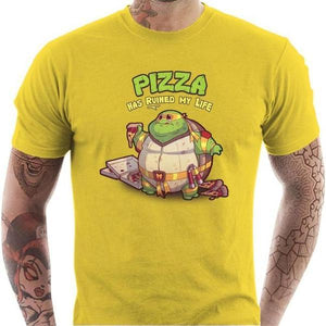 T-shirt geek homme - Turtle Pizza - Couleur Jaune - Taille S