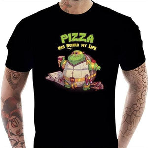 T-shirt geek homme - Turtle Pizza - Couleur Noir - Taille S