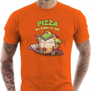 T-shirt geek homme - Turtle Pizza - Couleur Orange - Taille S