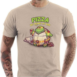 T-shirt geek homme - Turtle Pizza - Couleur Sable - Taille S