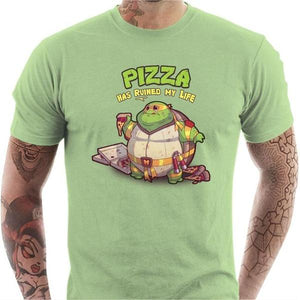 T-shirt geek homme - Turtle Pizza - Couleur Tilleul - Taille S