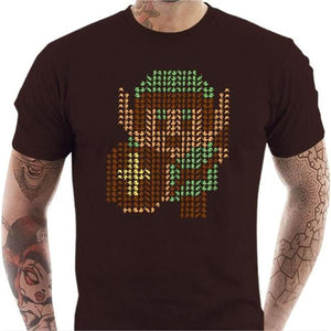 T-shirt geek homme - Un Link en cache un autre - Couleur Chocolat - Taille S
