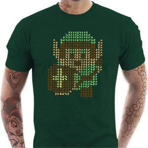 T-shirt geek homme - Un Link en cache un autre - Couleur Vert Bouteille - Taille S