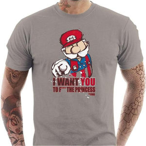 T-shirt geek homme - Uncle Mario - Couleur Gris Clair - Taille S