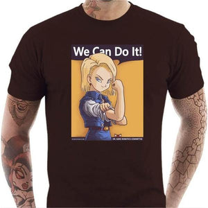 T-shirt geek homme - We can do it - Couleur Chocolat - Taille S