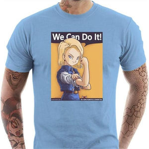 T-shirt geek homme - We can do it - Couleur Ciel - Taille S