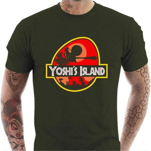 T-shirt geek homme - Yoshi's Island - Couleur Army - Taille S
